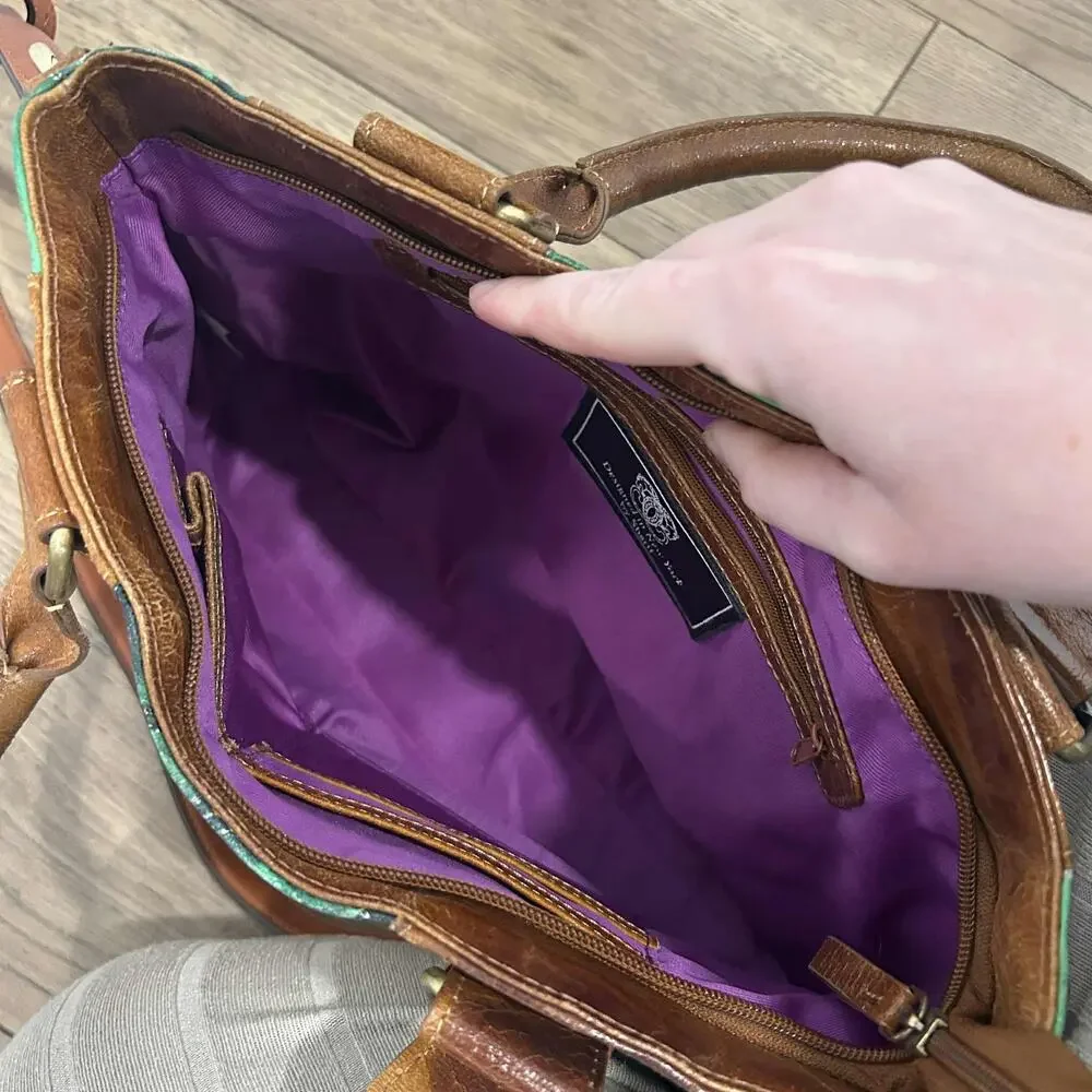 Original by Sharif 1827 Leather Hand Painted Dog Cats Shoulder Bag Purse - Picture 6 of 7